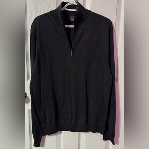 Neiman Marcus Charcoal Zip-Up Sweater